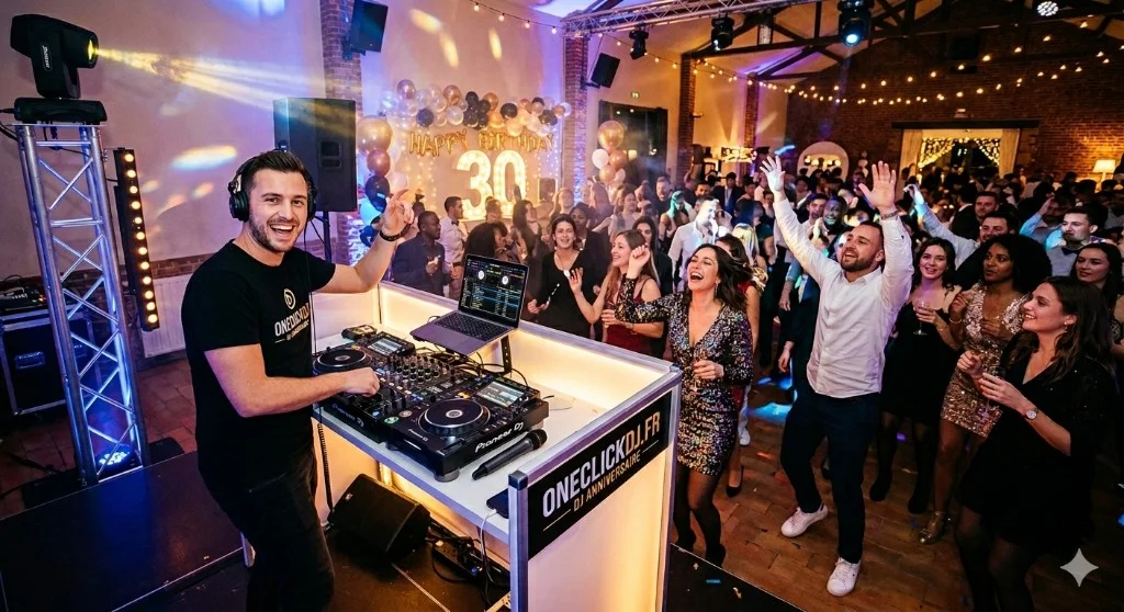 Ambiance chaleureuse d'anniversaire avec DJ professionnel